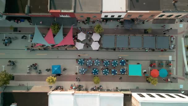 Εναέρια Drone Top Shot Του Εστιατορίου Μπαρ Παμπ Και Λιθόστρωτο — Αρχείο Βίντεο