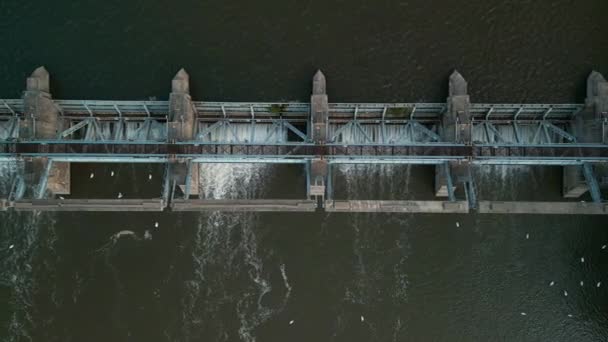 Presa Con Agua Corriente Río Vista Drone Imágenes Alta Calidad — Vídeos de Stock