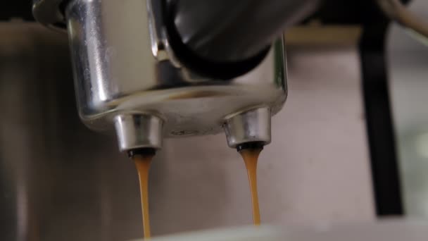 Закрыть Снимок Заваривание Кофе Кофемашиной Чашку Кофе Эспрессо Высококачественные Кадры — стоковое видео
