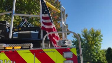 Firetruck Responds to house call. federal heights in suburbs . High quality 4k footage
