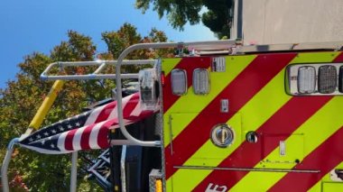 Firetruck Responds to house call. federal heights in suburbs . High quality 4k footage
