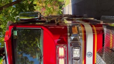 Firetruck Responds to house call. federal heights in suburbs . High quality 4k footage