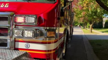 Firetruck Responds to house call. federal heights in suburbs . High quality 4k footage