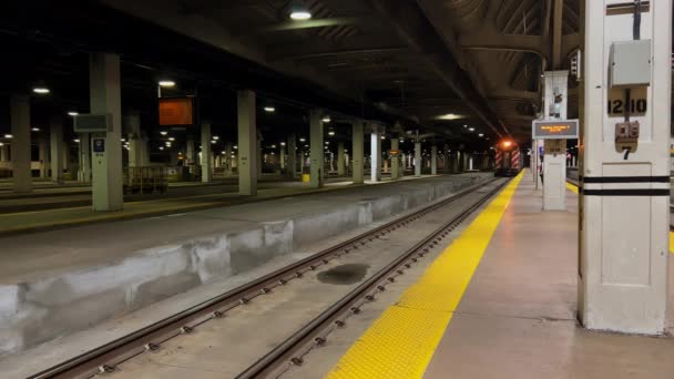 火车到达火车站 是的高质量的4K镜头 — 图库视频影像