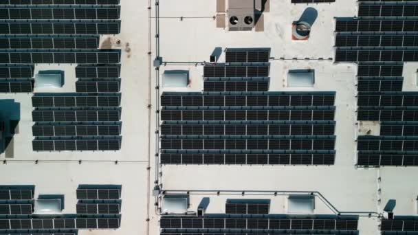 Drone Flight Fly Solar Panels Renewable Green Alternative Energy Roof — Stockvideo