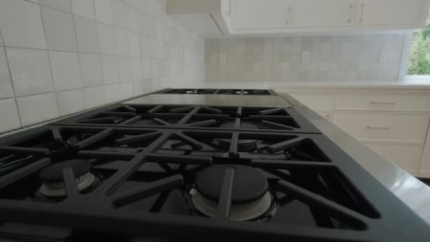 Plynový Sporák Pracovní Deska Moderní Kuchyni Vysoce Kvalitní Záběry — Stock video