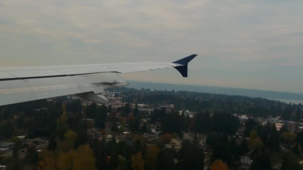 Flygplanet Landar Seattle Tacoma International Airport Högkvalitativ Film — Stockvideo