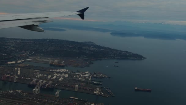 Avión Aterriza Aeropuerto Internacional Seattle Tacoma Imágenes Alta Calidad — Vídeo de stock