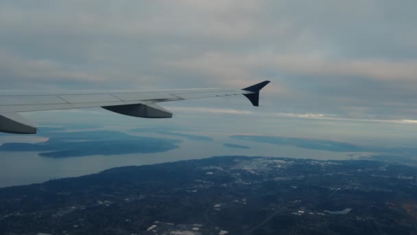 Uçak Seattle Tacoma Uluslararası Havaalanına Iniyor Yüksek Kalite Görüntü — Stok video