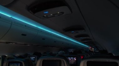 Uçakta insanların oturduğu bir uçakta. Yüksek kalite 4k görüntü