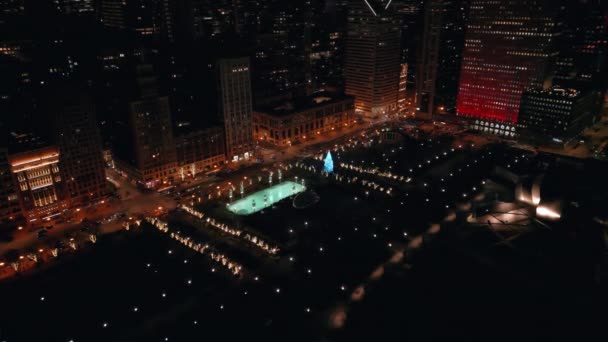 Légi Felvétel Sok Ember Korcsolyázik Jégpályán Millennium Parkban Chicagóban Kiváló — Stock videók