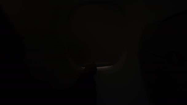 Woman Hand Open Porthole Airplane High Quality Footage — Video