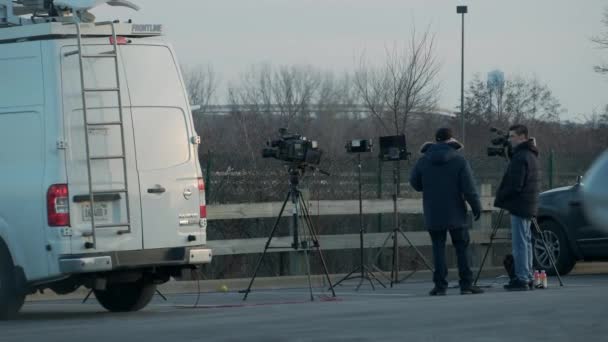 News Crew Cameramen Reporters Scene Crash Plane Bolingbrook Usa January — Vídeos de Stock