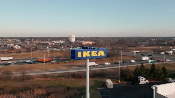 Aerial Shot Ikea Store Signboard Bolingbrook Usa 2022 High Quality — Wideo stockowe