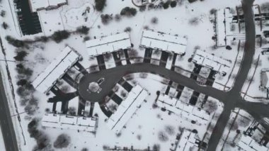 panoramic aerial view of a winter Naperville city with a private sector . High quality 4k footage