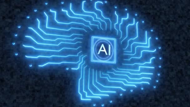 Artificial Intelligence Concept Electronic Brain Powered Processor Integrated Circuits Come — Vídeo de Stock