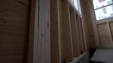 reconstruction of an old house. replacement of old wooden beams. High quality 4k footage