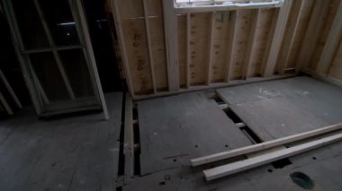 reconstruction of an old house. replacement of old wooden beams. High quality 4k footage