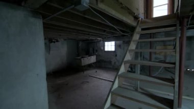 Old dark underground basement or closet in an old house. High quality 4k footage