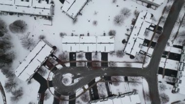 panoramic aerial view of a winter Naperville city with a private sector . High quality 4k footage