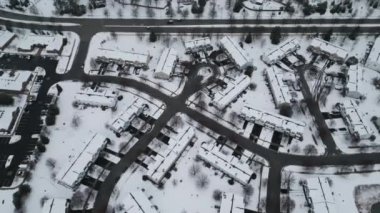 panoramic aerial view of a winter Naperville city with a private sector . High quality 4k footage