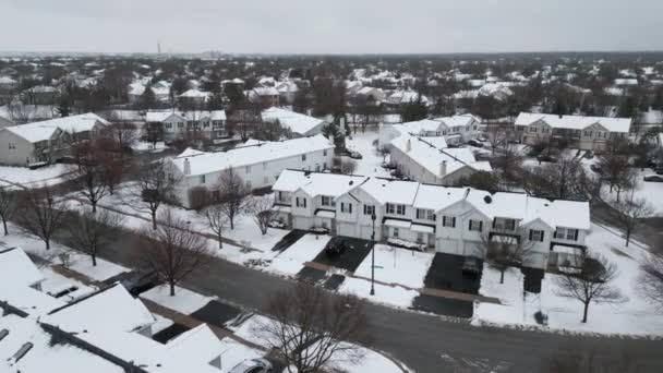 Panoramic Aerial View Winter Naperville City Private Sector High Quality — 图库视频影像