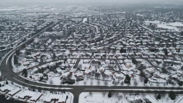 Panoramic Aerial View Winter Naperville City Private Sector High Quality — стоковое видео