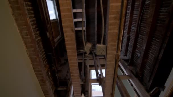 Reconstruction Old House Replacement Old Wooden Beams High Quality Footage — Wideo stockowe