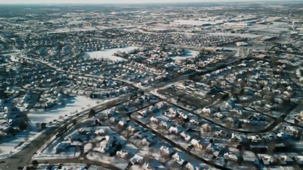 Panoramic Aerial View Winter Naperville City Private Sector High Quality — ストック動画