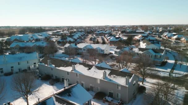 Panoramic Aerial View Winter Naperville City Private Sector High Quality — Stock videók