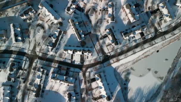 Панорамний Вигляд Зимового Міста Напервіль Приватним Сектором Кадри Високої Якості — стокове відео