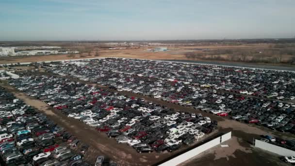 Aerial Top View Large Car Parking Car Dealer Secondhand Used — Stock video