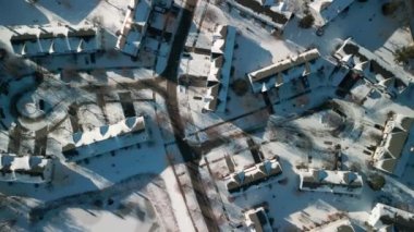 panoramic aerial view of a winter Naperville city with a private sector . High quality 4k footage