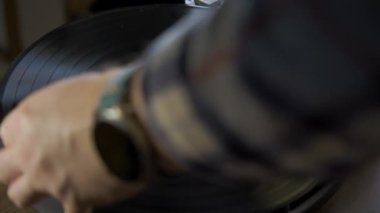 vintage turntable on a spinning vinyl record. . High quality 4k footage