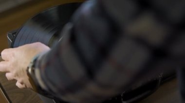 vintage turntable on a spinning vinyl record. . High quality 4k footage