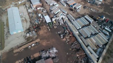 Aerial above shot of Metal processing and sorting plant. High quality 4k footage