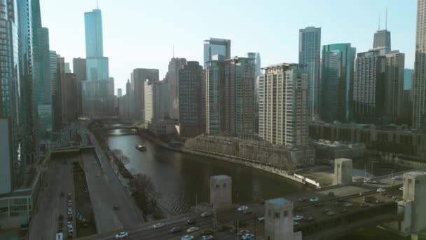 Chicago Illinois Usa Luchtfoto Drone Uitzicht Chicago Downtown Wolkenkrabber Hoge — Stockvideo