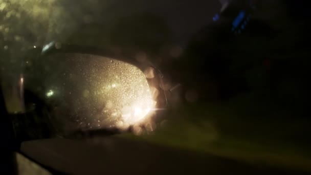 Удар Молнии Окном Автомобиля Вид Изнутри Автомобиля Высококачественные Кадры — стоковое видео