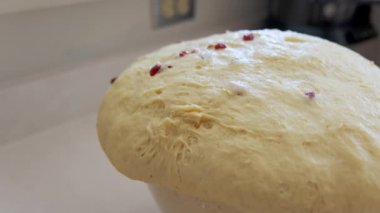 Bir kadın pişirmek için çok fazla hamur yoğurur. Yüksek kalite 4k görüntü