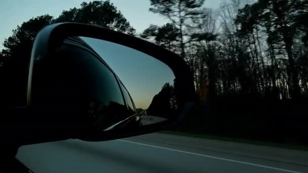 Ponto Vista Lateral Condução Veículo Automóvel Viagem Rodoviária Com Floresta — Vídeo de Stock