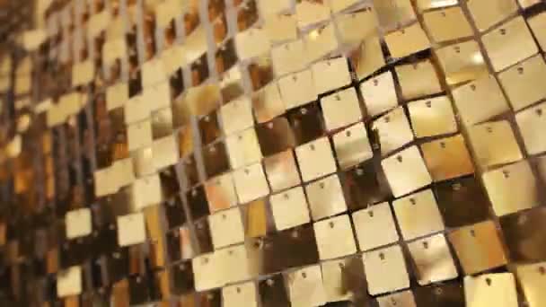 Sequins Reflekterande Gyllene Bakgrund Gnistrande Högkvalitativ Film — Stockvideo