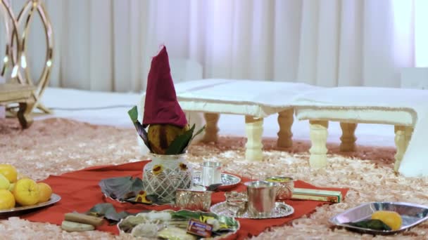 Elemente Indischer Hindu Rituale Werden Während Der Hochzeitszeremonie Aufgeführt Hochwertiges — Stockvideo