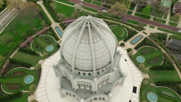 Letecký Záběr Chicago White Temple House Uctívání Vysoce Kvalitní Záběry — Stock video