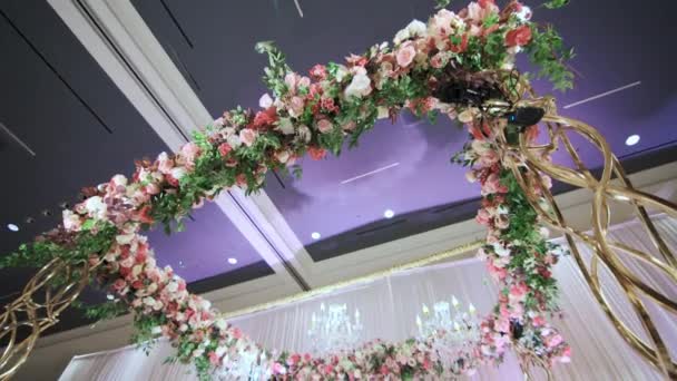 Decoração Casamento Arco Floral Festa Recepção Imagens Alta Qualidade — Vídeo de Stock