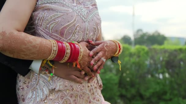 Красивая Женщина Одетая Традиционную Индийскую Свадьбу Высококачественные Кадры — стоковое видео