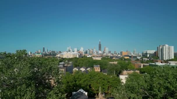 Chicago Illinois Usa Antenn Drönare Syn Chicago Downtown Skyskrapa Högkvalitativ — Stockvideo
