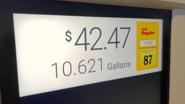 Tankstellenzähler Zählerpreis Schließen Sie Die Auto Betankung Durch Steigende Benzinkosten — Stockvideo