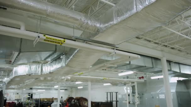 Equipamento Fornecimento Ducting Sistema Hvac Como Encontrado Dentro Sala Industrial — Vídeo de Stock