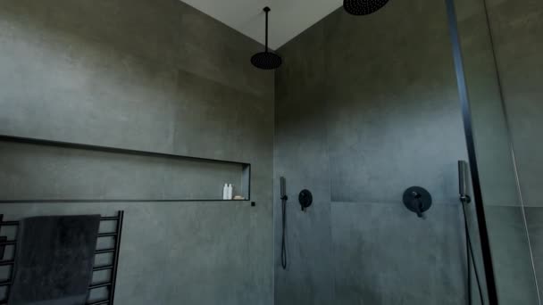 Elementen Van Moderne Betegelde Badkamer Modern Huis Onroerend Goed Interieur — Stockvideo