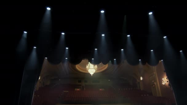Wide View Empty Elegant Classic Theatre Stage High Quality Footage — Stock Video